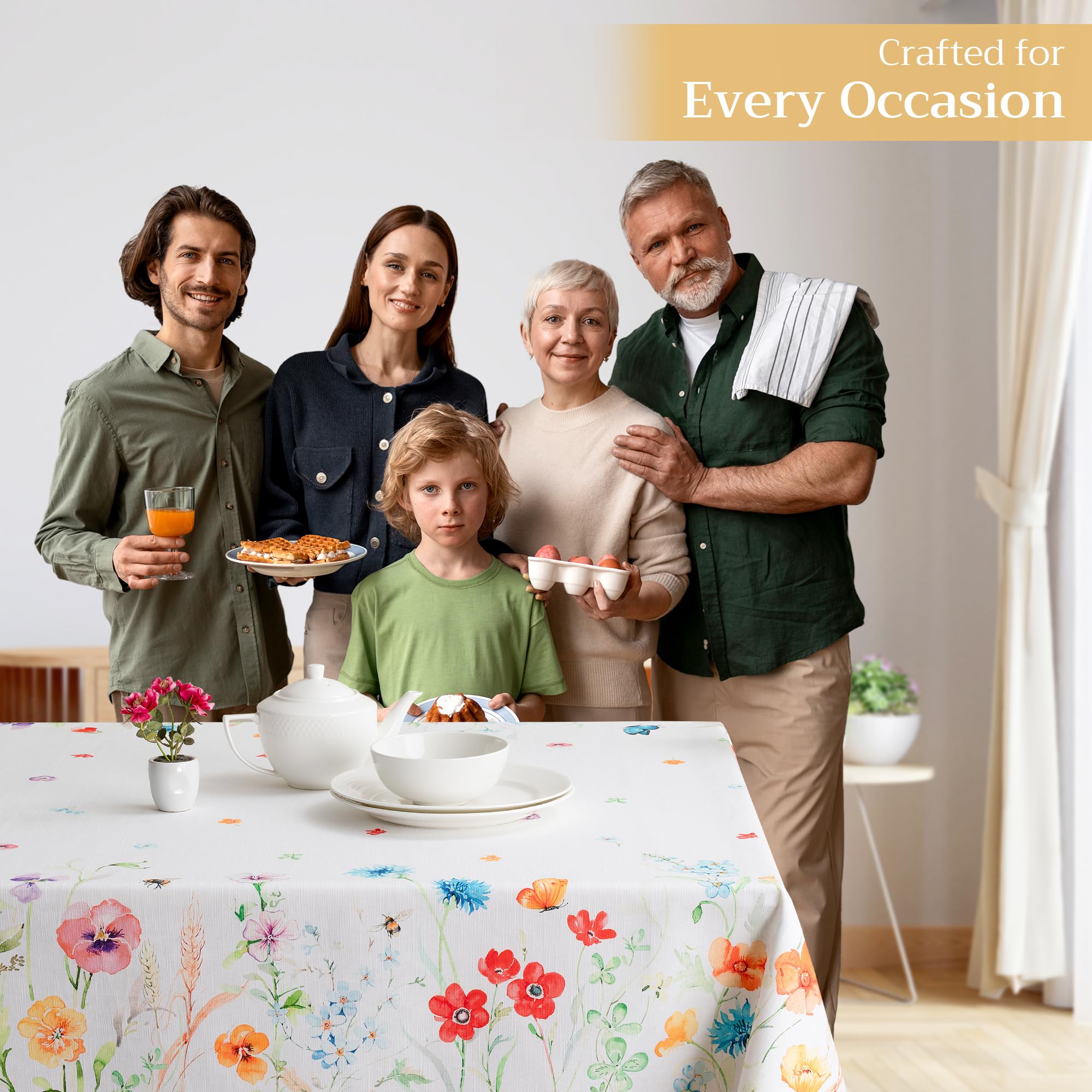 Maison d' Hermine Table Cloth Rectangle Table 100% Cotton 180 cm x 140 cm Tablecloth Reusable Everyday Use for Dining Farmhouse Home Party Festive Gifts for Mothers Day (Summer Whisper) - Image 2