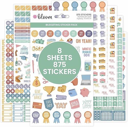 bloom daily planners Calcomanías para planificador de presupuesto para finanzas personales, presupuestos, dinero, facturas, deudas y seguimiento de