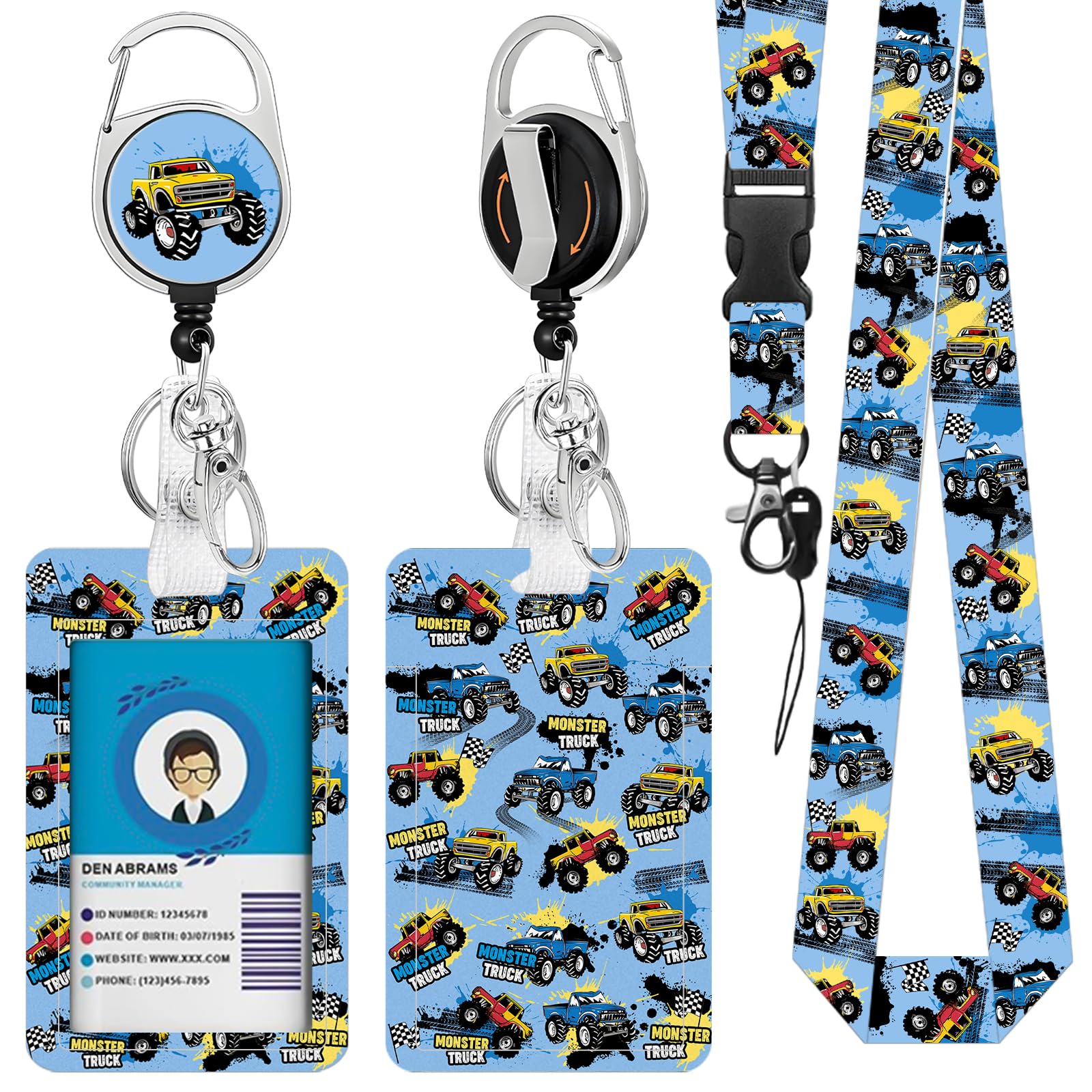 Truck Lanyard for ID Badge, Cool ID Badge Holder with Retractable Reel Clip, Gifts for Girls, Identity Badge Cover Case Protector for Student Teacher