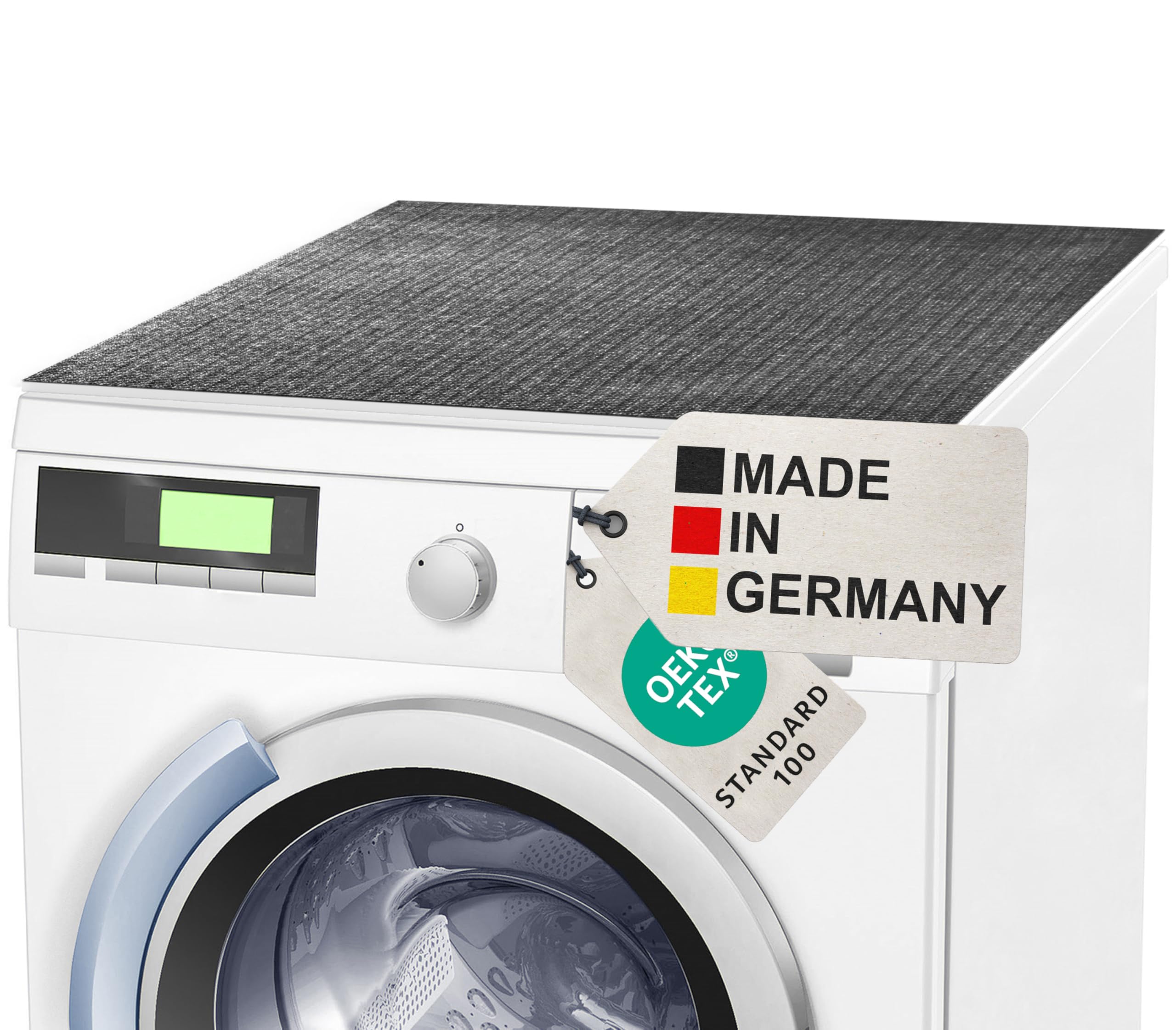 BAUHELD® Universal Waschmaschinen-Auflage [60x60cm] - Waschmaschinen-Abdeckung mit Vinyl-Beschichtung [Made in Germany] - Für Waschmaschine, Trockner, Küche, Wohnmobil, Badezimmer - Metallic