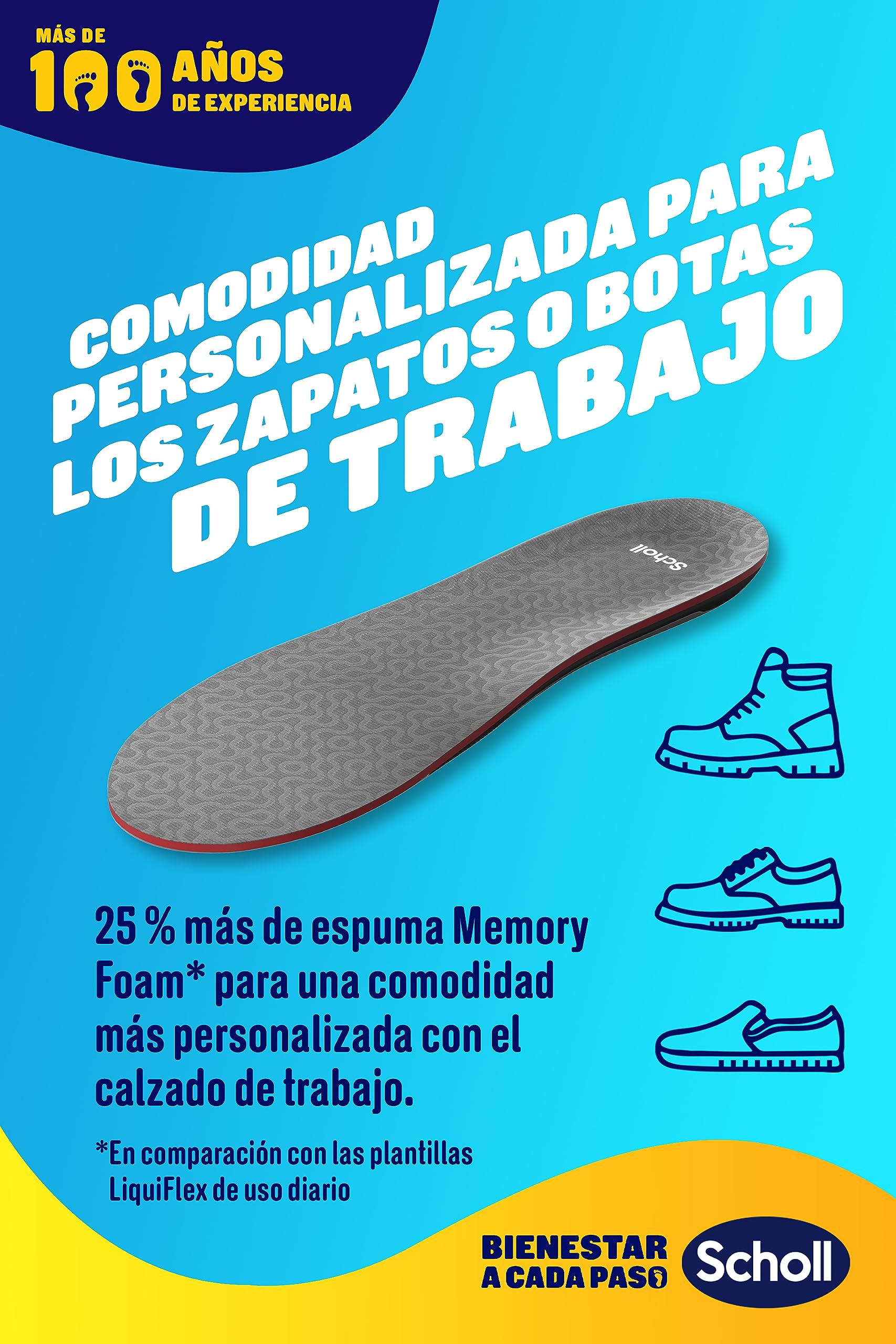 Scholl Wkładki LiquiFlex Wzmocnione Wsparcie - Buty Męskie Rozmiar 41-46,5 - Z pamięcią kształtu i wsparciem łuku - 1 para