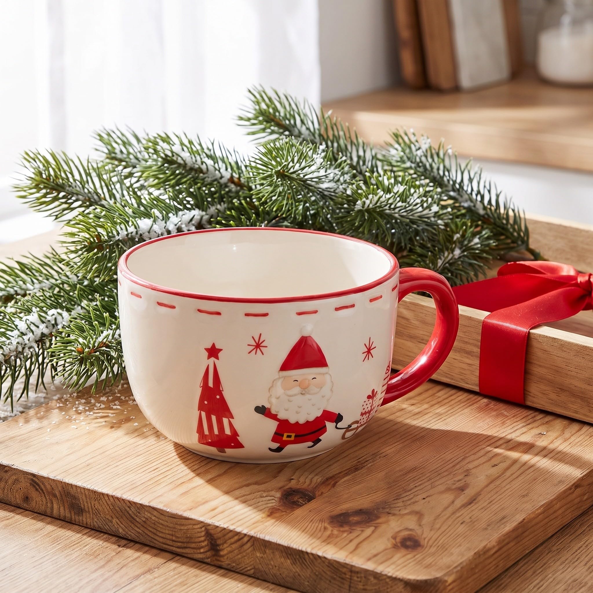 OUNONA Weihnachtsmann-Tasse, 500 ml (17 oz) Keramik-Kaffeetasse mit Henkel