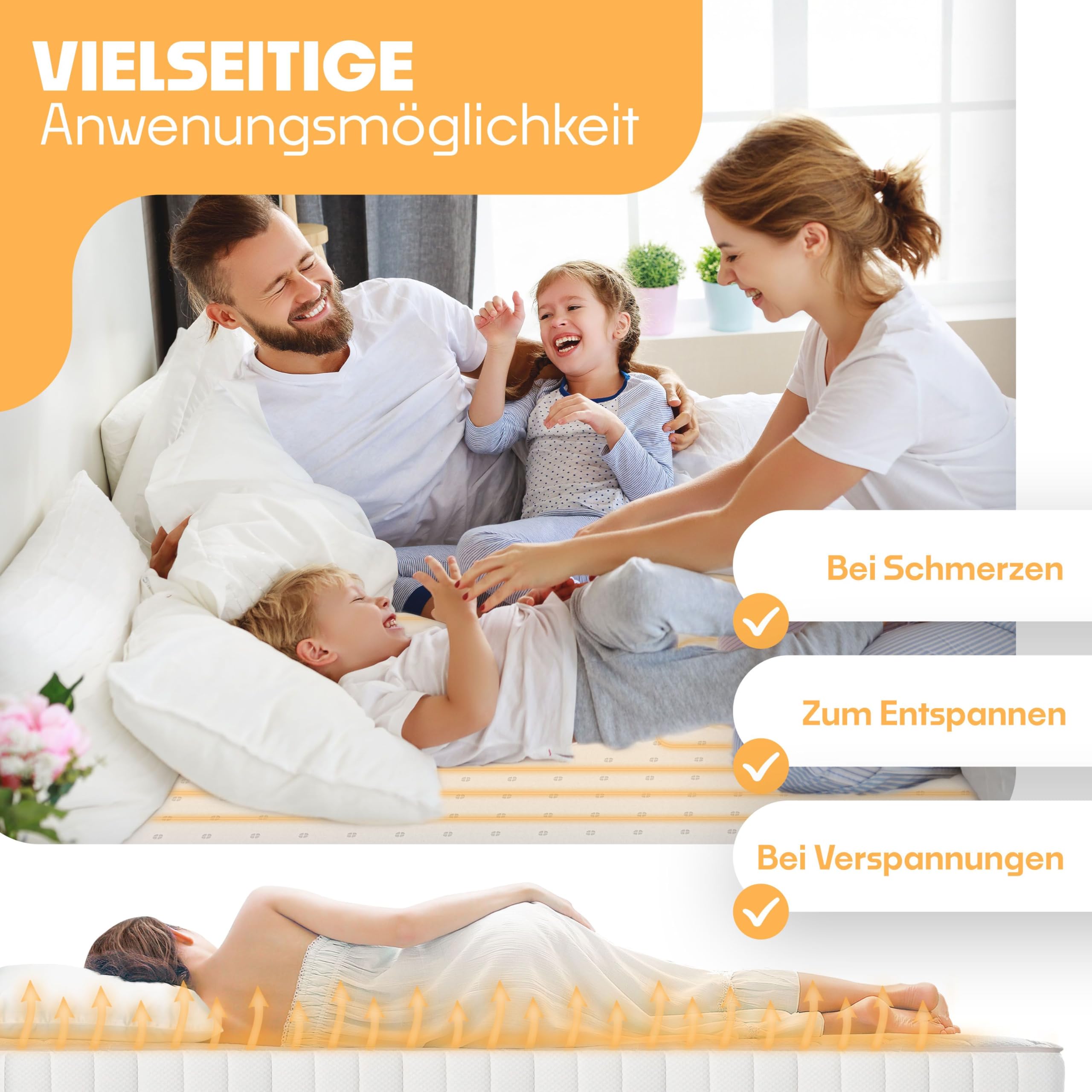 KESSER® Doppel-Wärmeunterbett 160x140cm mit Abschaltautomatik 2 Temperaturzonen Fernbedienung | Heizdecke mit 3 Temperaturstufen | Wärmebettunterlage fürs Bett | Wärmedecke aus weichem Vlies Weiß