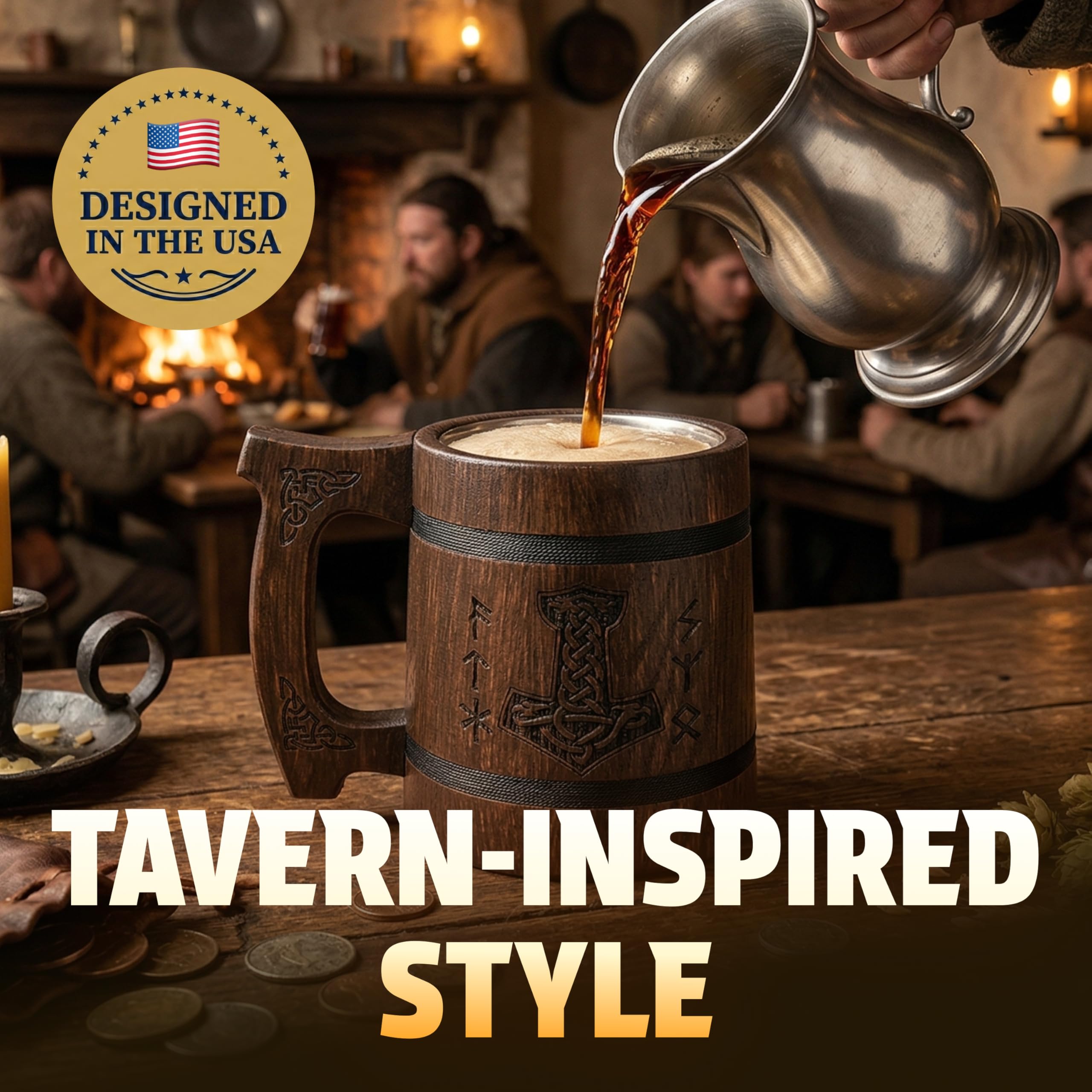TESLYAR 0.6 Taza vikinga | Regalo Vikingo | Regalos vikingos para hombre | Jarra Cerveza | Regalos Hombre Navidad | Jarra de cerveza vikinga | Productos vikingos | Regalo Dia Del Padre