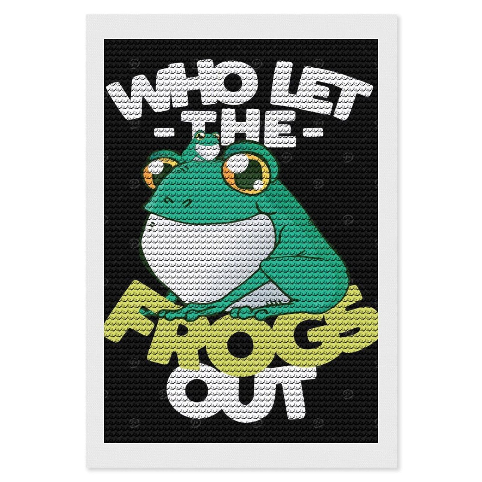 Junmoney Frog Diamond Painting Set 8"x12", Stress Relief Craft, Easy to Enjoy, Vintage Style Decor, Festive Craft Gift