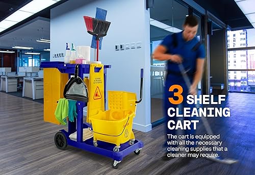 Miniatura 3 de Carrito de limpieza comercial con bolsa de vinilo AF08170 Azul