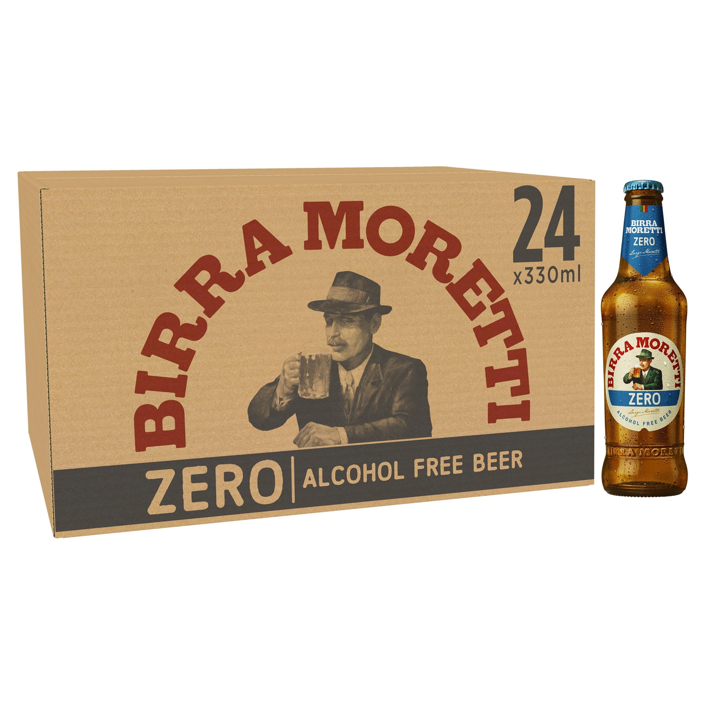 Birra Moretti Zero Alcohol-Free Bottle Beer,6 x 4 x 330ml