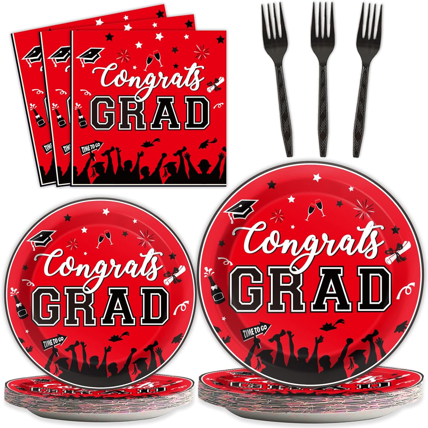 gisgfim 24 Guest Graduation Party Plates Napkins Supplies