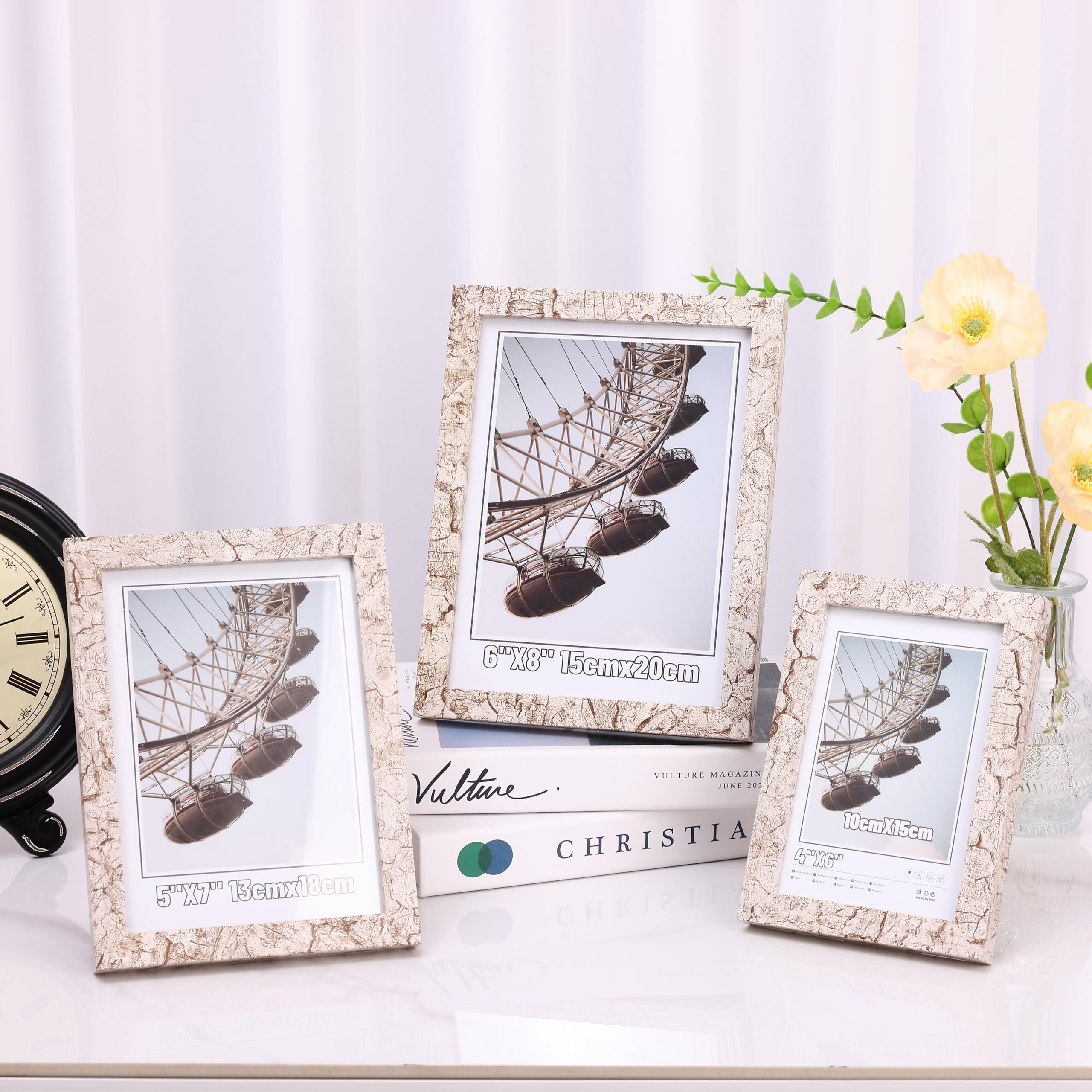HOME CUBE Set Of 3 Wooden Photo Frame for Home Décor, Tabletop