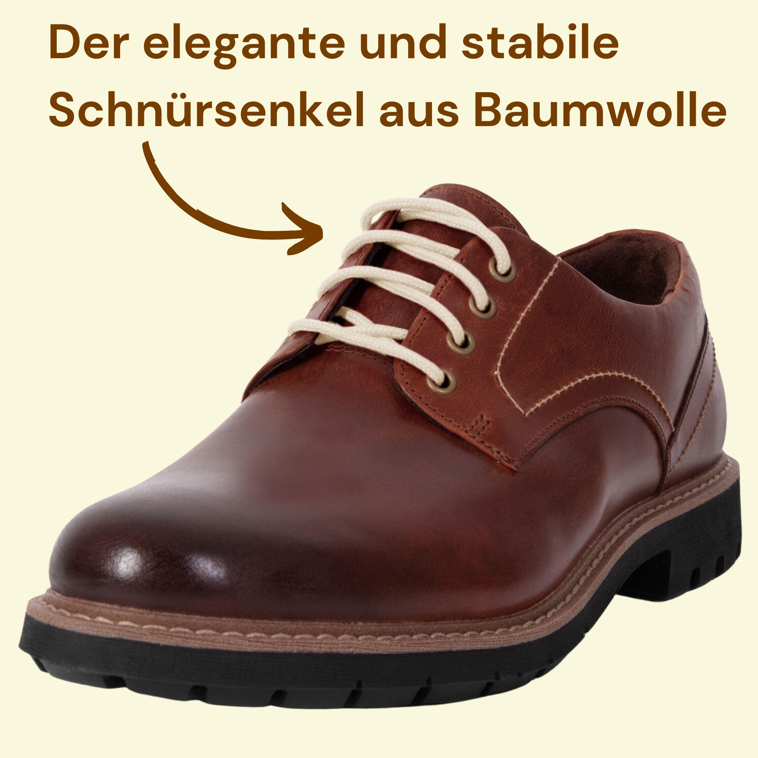 Mount Swiss© Sznurowadła okrągłe, Ø 3-4 mm, bardzo odporne na rozerwanie, ze 100% bawełny, idealne do sneakersów, butów sportowych, butów rekreacyjnych, butów skórzanych itp