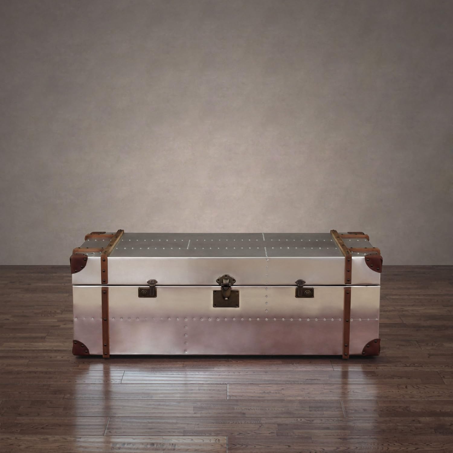 NauticalMart Commander Aluminum Storage Trunk Coffee Table