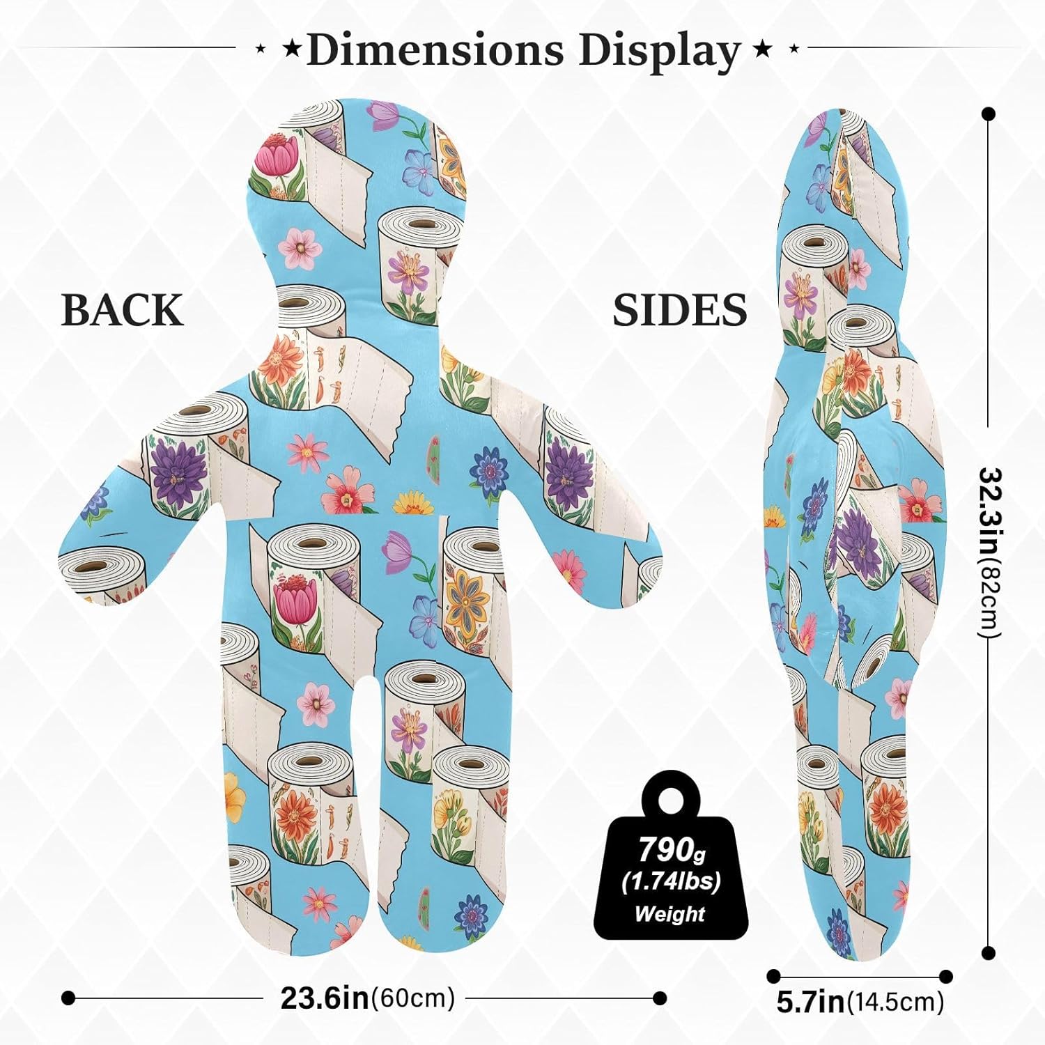 Toilet Paper Rolls Human-Shaped Pillow Soft Body Pillows Washable Velvet Pillows for Anxiety Relief Sleeping Cuddling & Support