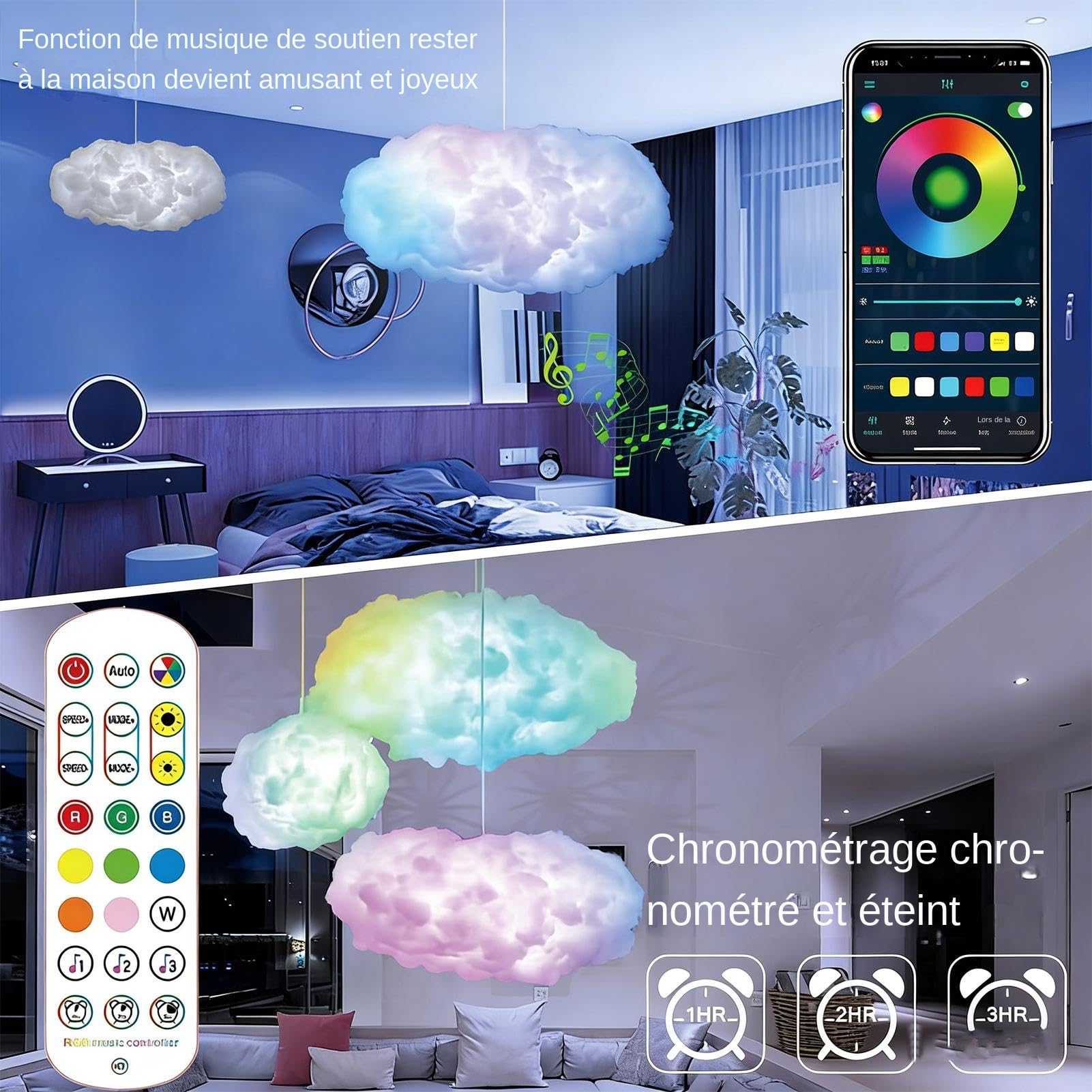 Générique Lampada Intelligente Dinamica con Telecomando | Lampade LED s Soffitto Con Funzione Musica Decorazione Interna Soggiorno Camera
