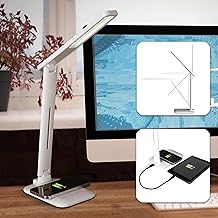 OttLite Charge Up LED Desk Lamp with Wireless Qi Charging & USB Charging Port, with ClearSun LED Technology - Adjustable Neck, 3 Color Temperature Modes, Reduces Eyestrain - Travel-Friendly Task Lamp