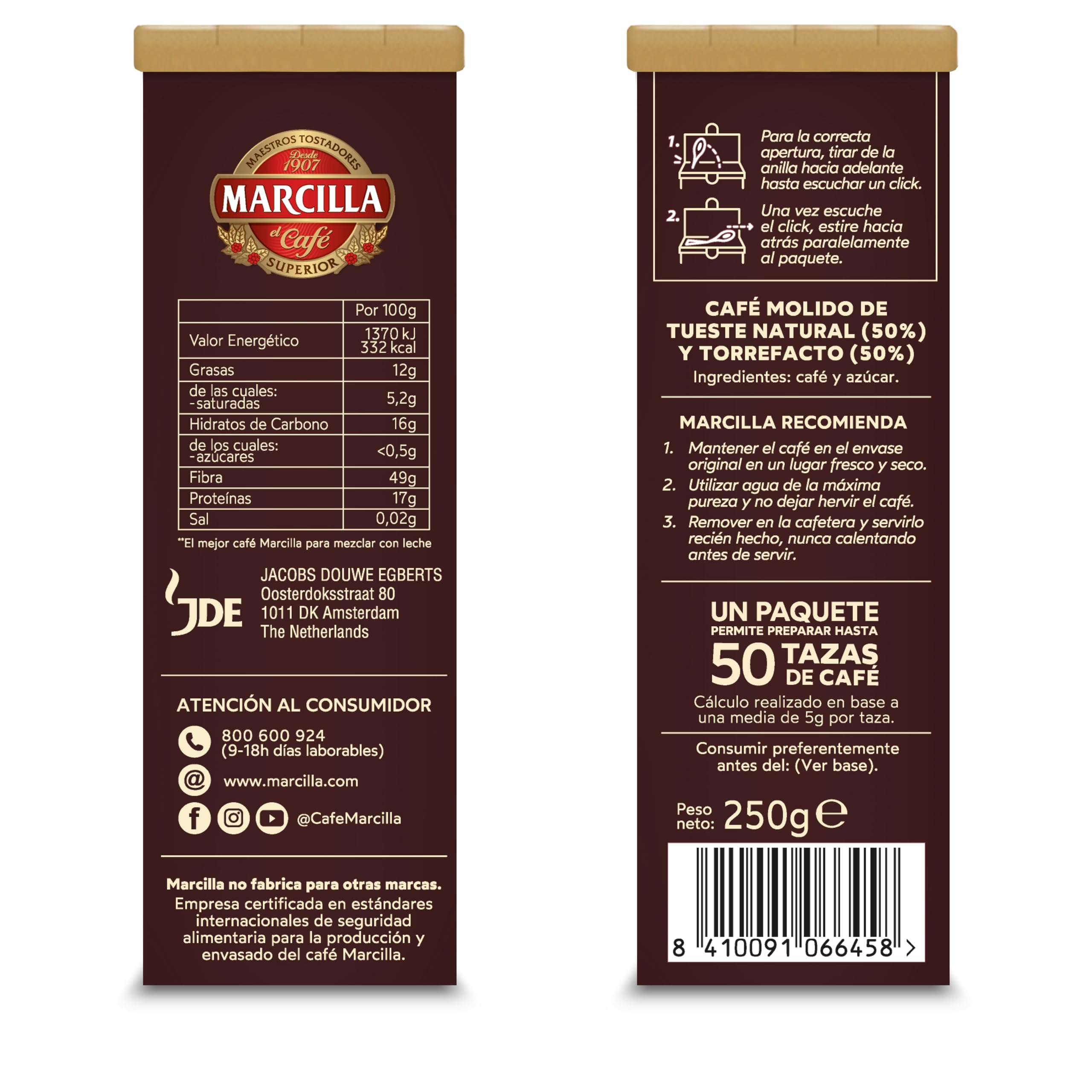 Marcilla Café molido Gran Aroma Extra Fuerte - 6 paquetes de 250 gr