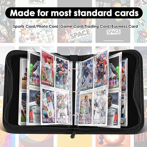 Miniatura 4 de Carpeta de tarjetas de béisbol de 400 bolsillos, fundas para tarjetas coleccionables compatibles con Pokemen, tarjetas de fútbol y deportes, carpeta