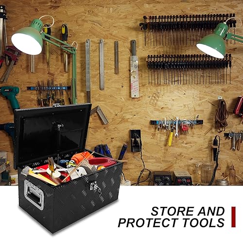 Miniatura 8 de confote Caja de herramientas chapada en aluminio de 20 pulgadas, caja de herramientas para camioneta, caravana, remolque, caja de herramientas,
