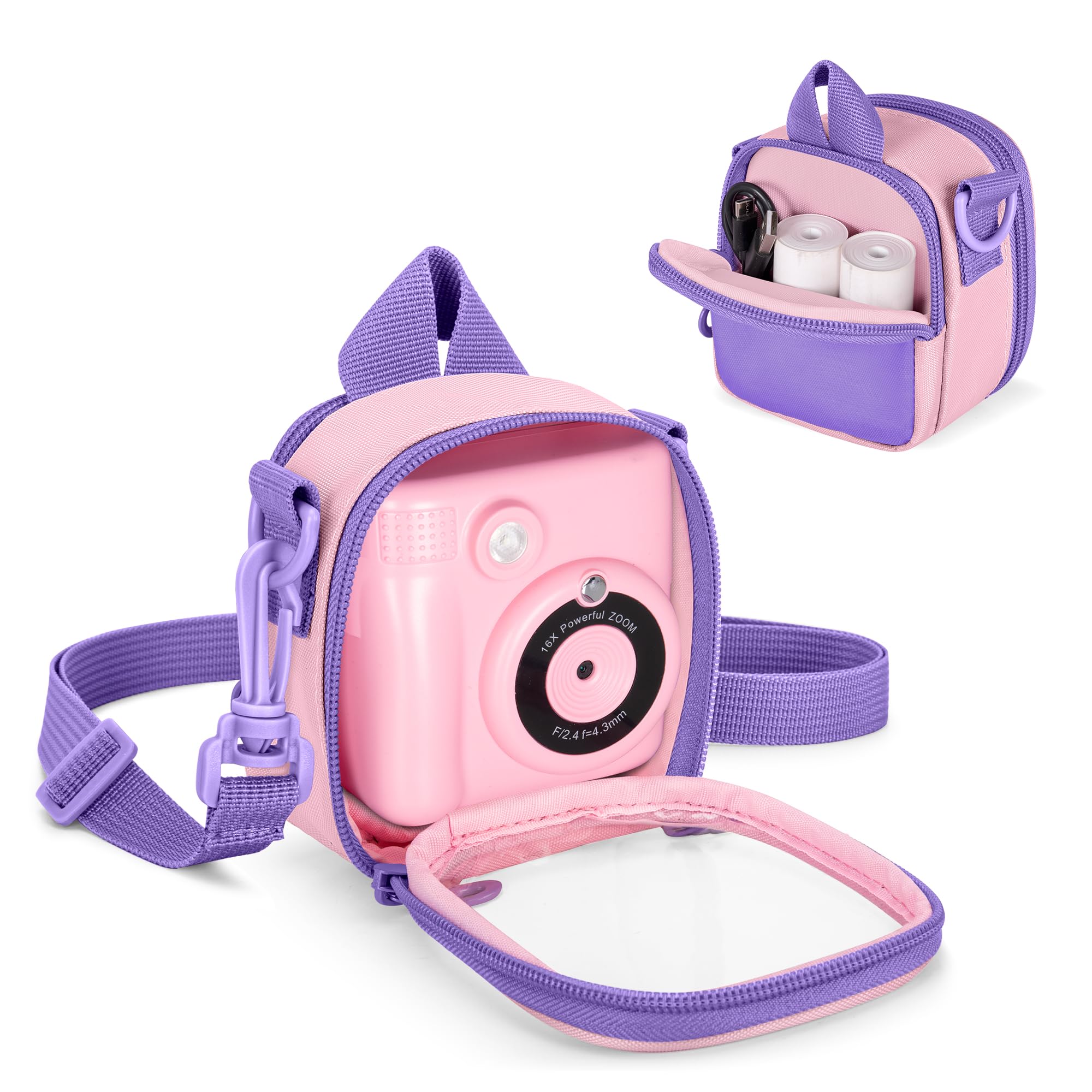 GRAOSO Kids Camera Case Compatible with ESOXOFFOR, Small Children's Digital Camera Bag Compatible with Seckton, Storage Bag with Detachable Shoulder