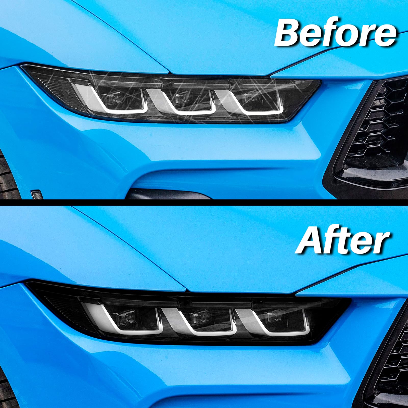 KUNGKIC for Ford Mustang 2024 2025 Wide Headlight Protection Film TPU Scratch Guard Non-Yellowing Self-Healing Exterior Accessories Sport Style