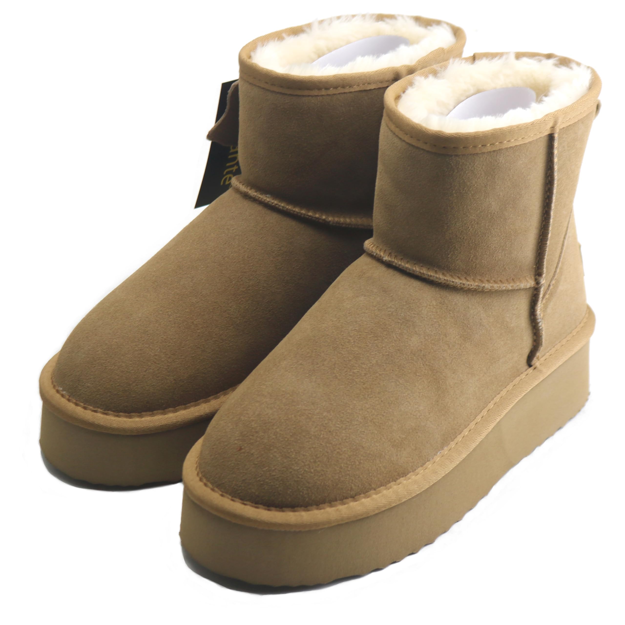 Veilante Damen Winterstiefel mit Komfort Rutschfeste & Plateau-Sohle wasserdichte Leder Schneestiefel warme gefütterte Winterboots