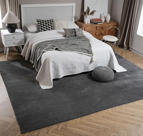 Miniatura 6 de STARUIA Alfombra suave de área grande de 8 x 10 pies, alfombra gris lavable para sala de estar, alfombra antideslizante para dormitorio, alfombra