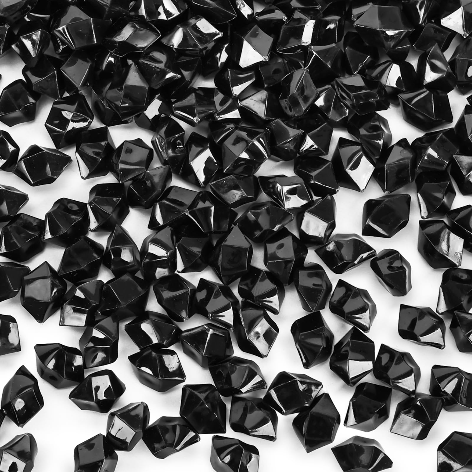 FUTUREPLUSX 1050PCS Fake Ice Rocks, Black Mini Fake Diamonds Ice Cubes Acrylic Gems Crystals for Party Decor Vase Fillers