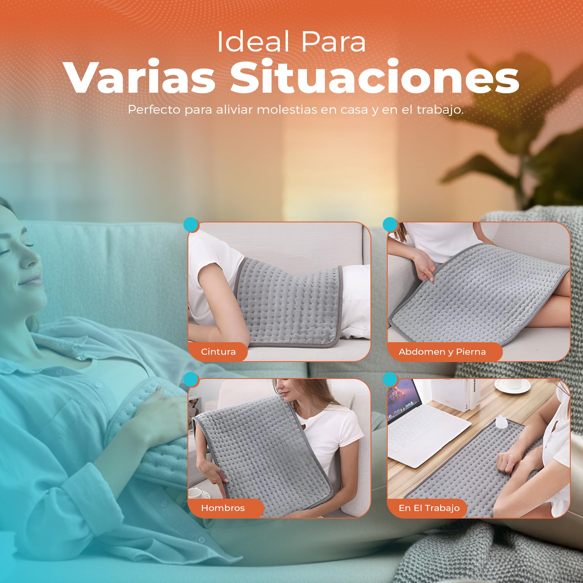 SUPER Manta Electrica PREMIUM Con 10 Modos de Temperatura + Bolsa De Transporte REGALO | Almohadilla Electrica Lumbar | Esterilla para Espalda y Cuello | Manta Termica Para Dolor y Colico