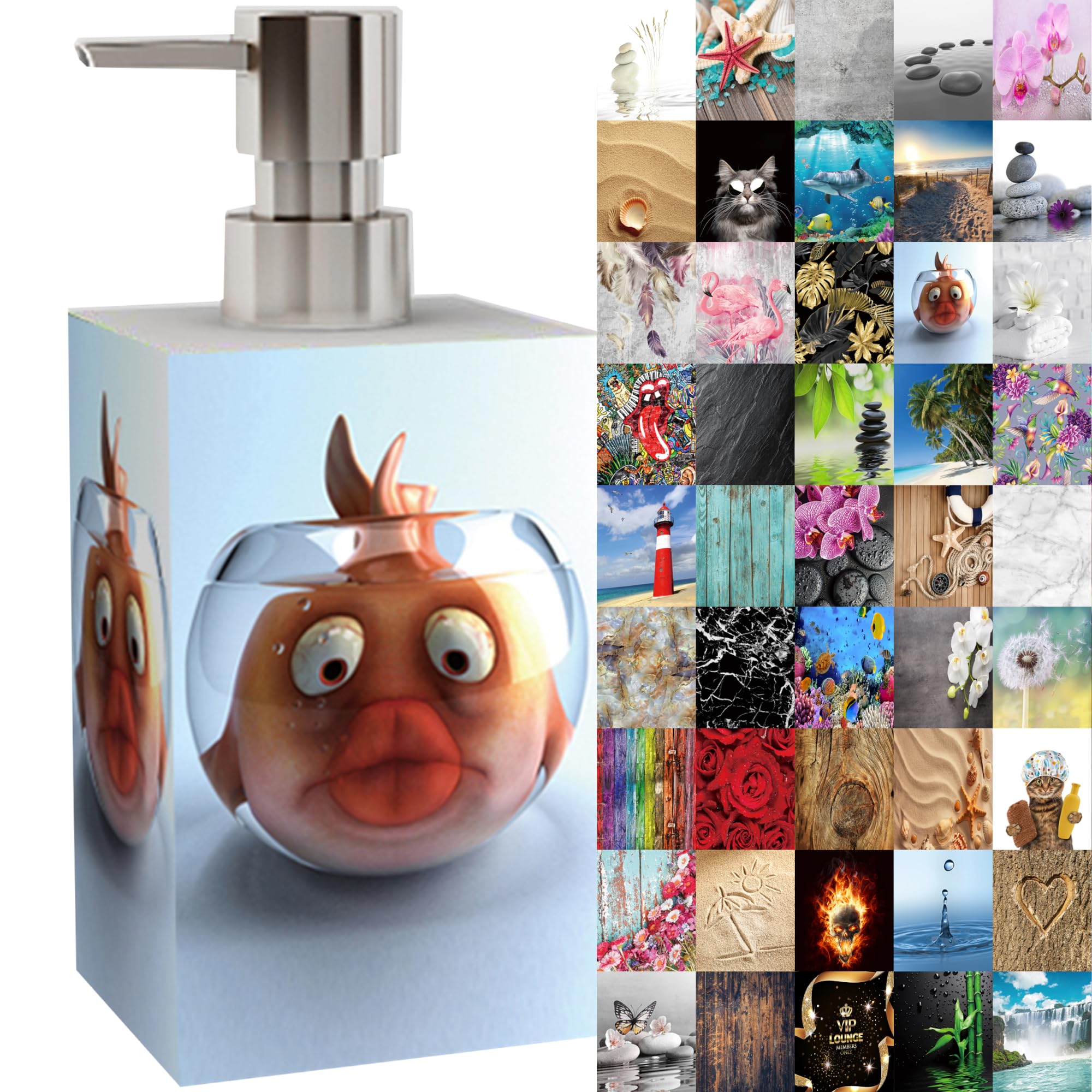 Sanilo Premium Soap Dispenser, Wide Choice of Beautiful Lotion Dispenser, Easy to Refill, Nice eyecatcher (Goldfish)