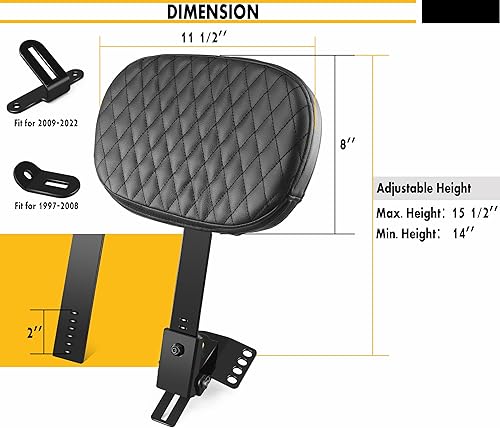 Miniatura 4 de Kit personalizado de respaldo ajustable para conductor enchufable para Harley Electra Glides 1997-2021, apto para modelos Touring Road King Street