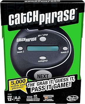 Hasbro Gaming Catch Phrase Electronic Game | Fun Active Handheld Party Games for Adults, Teens, and Kids | 4 or More Players, 2 Teams | Portable Summer Travel Activities | Ages 12+ (Amazon Exclusive)