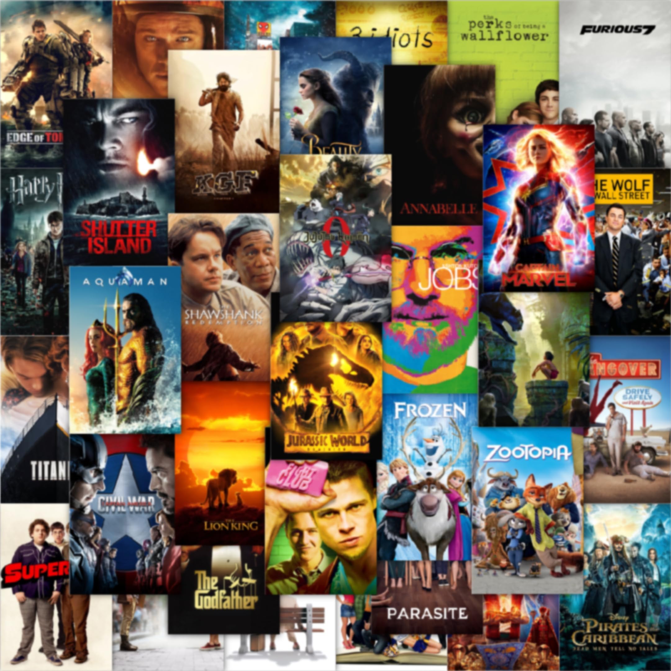 Aesthetic 54 Pcs Movie Poster for Room Wall Decor - 4 x 6 Inches Self Adhesive Wall Collage Kit Posters for Girls, Boys, Teens - Wall Art for Bedroom, Living Room, Office