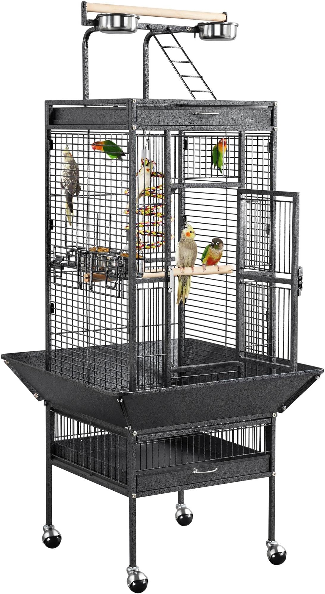 Amazon.com: 62 Inch Metal Bird Cage Large Cages for Parrot with Roof ...