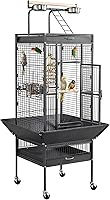 Yaheetech 61-Inch Playtop Large Parrot Bird Cage with Rolling Stand - Wrought Iron for Cockatiels, Conures, Lovebirds, Black