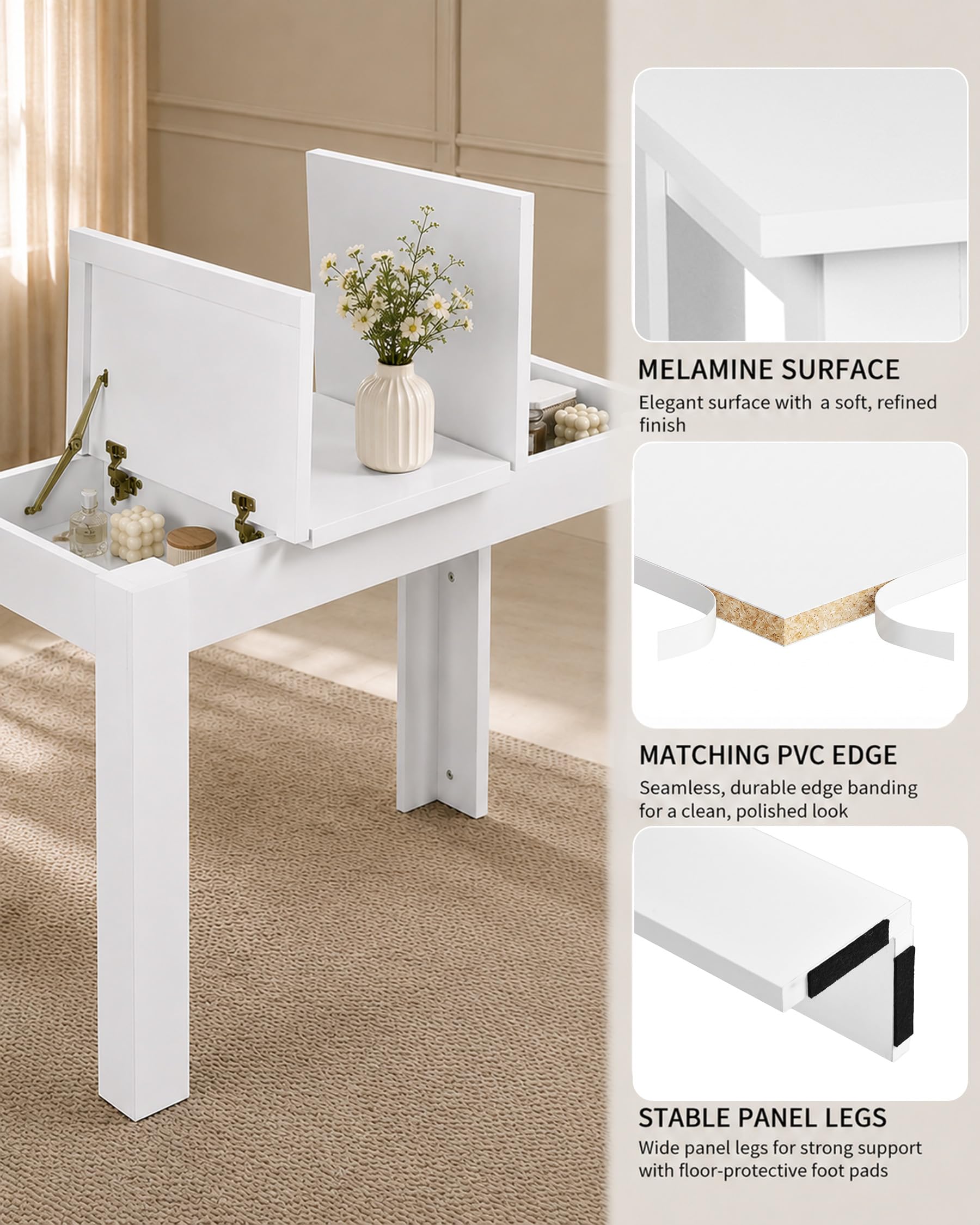 Mesa de Comedor Almacenamiento Blanca 120x70 cm salón Comedor