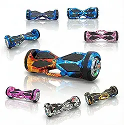 Hoverboard Infantil Skate Elétrico 8", LED Bluetooth, Bateria Grande Capacidade, 15km/h, Uso Interior/Exterior, 15kg, com Adaptador e Manual, 65x25x29cm