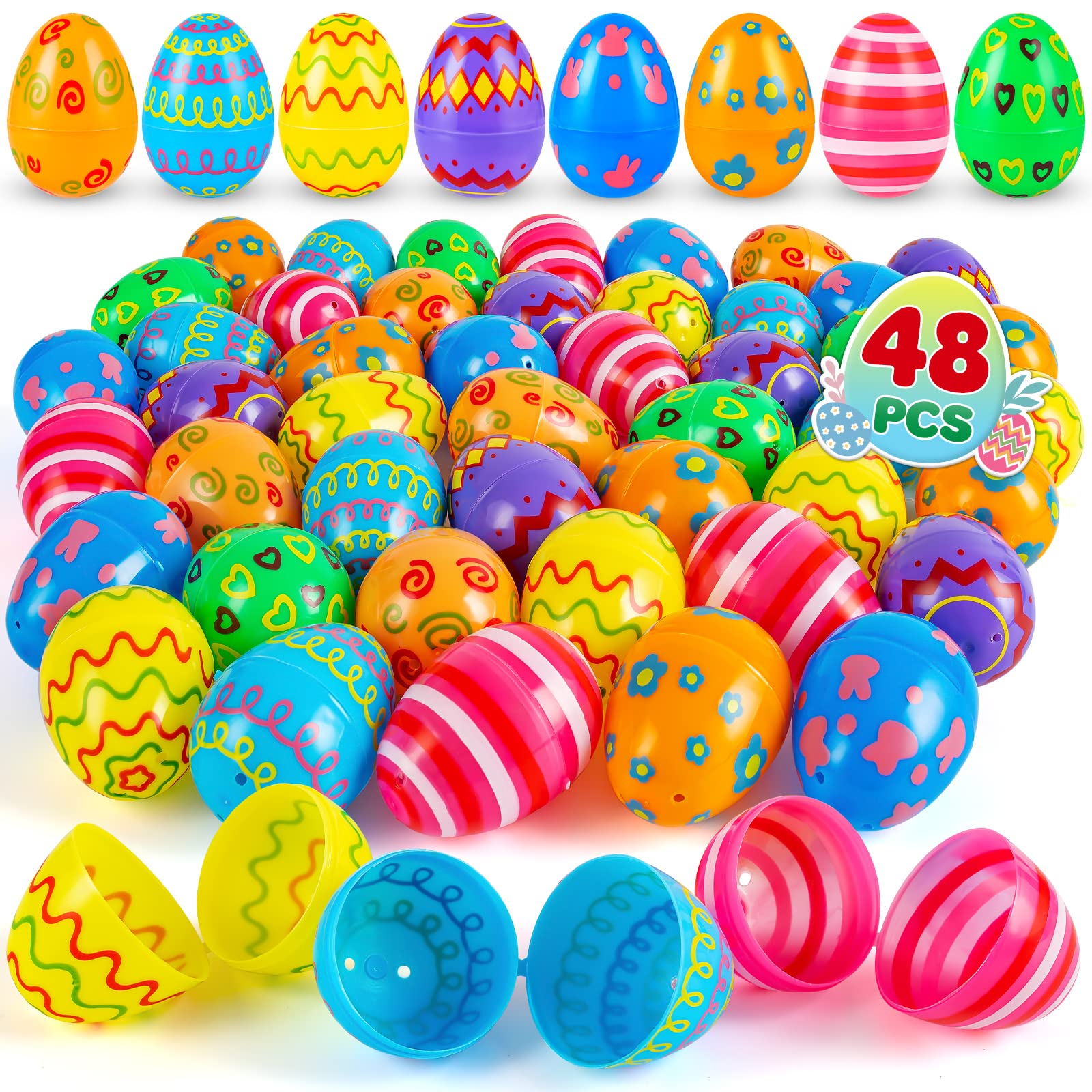 Buy BAYSING 48 Pack Plastic Easter Eggs, Fillable, Colorful, Easter