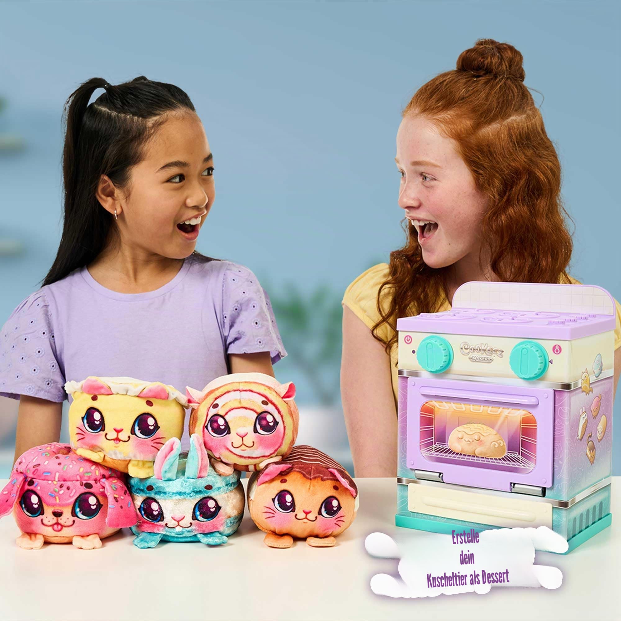 Cookeez Makery Mini Oven Playset, interaktives Kinderspielzeug, Zutaten für die Herstellung Ihres Plüschtiers, hat süße Geräusche und Geruch, Kinder ab 5 Jahren, zufälliges Modell, Berühmt (CKE06000)