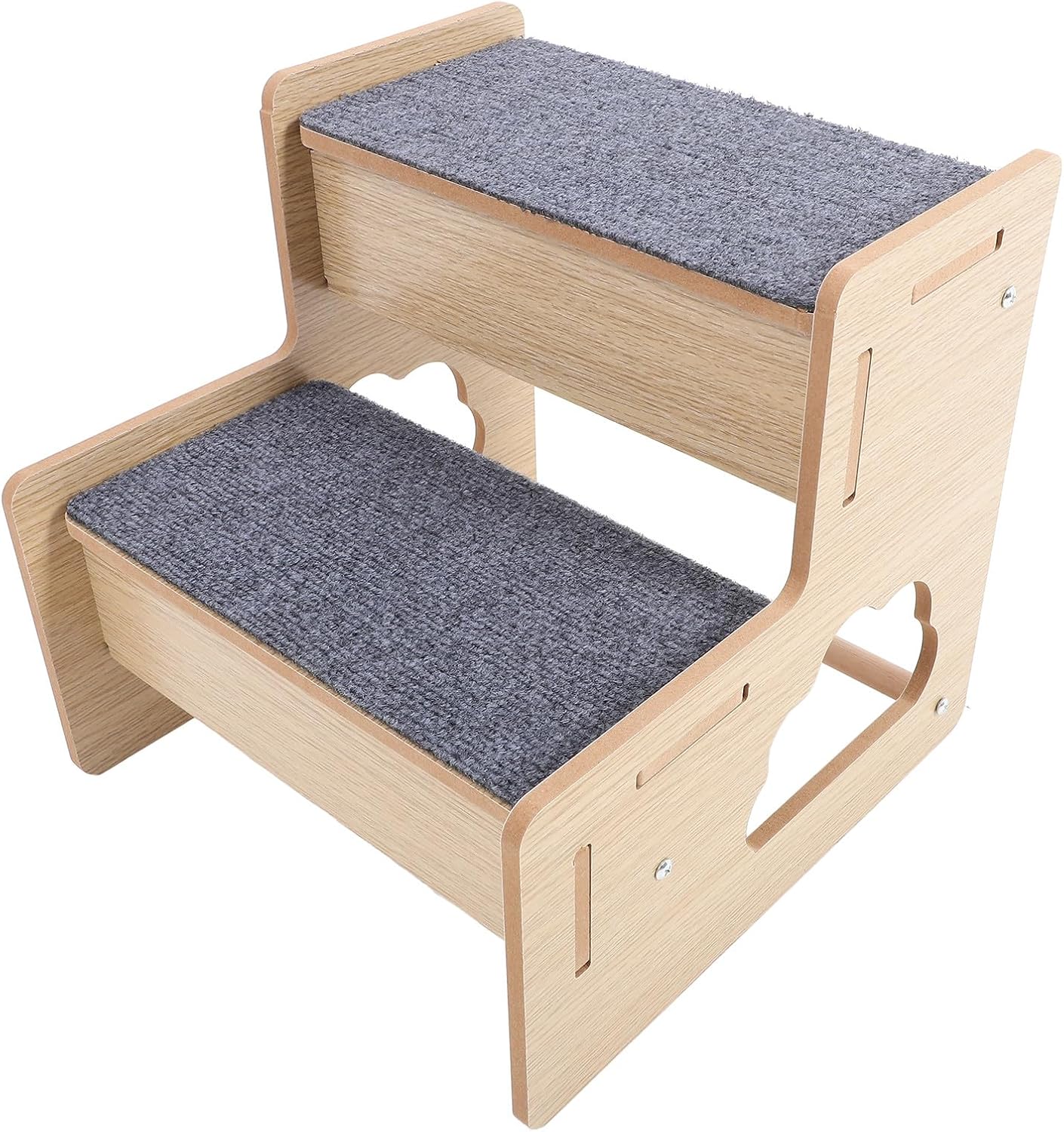 2-Step Wooden Dog Stairs Portable Pet Step Ladder Cloud Shape Non-Slip Pet Ramp for Small Dogs and Cats Indoor Sofa Bed Accessory