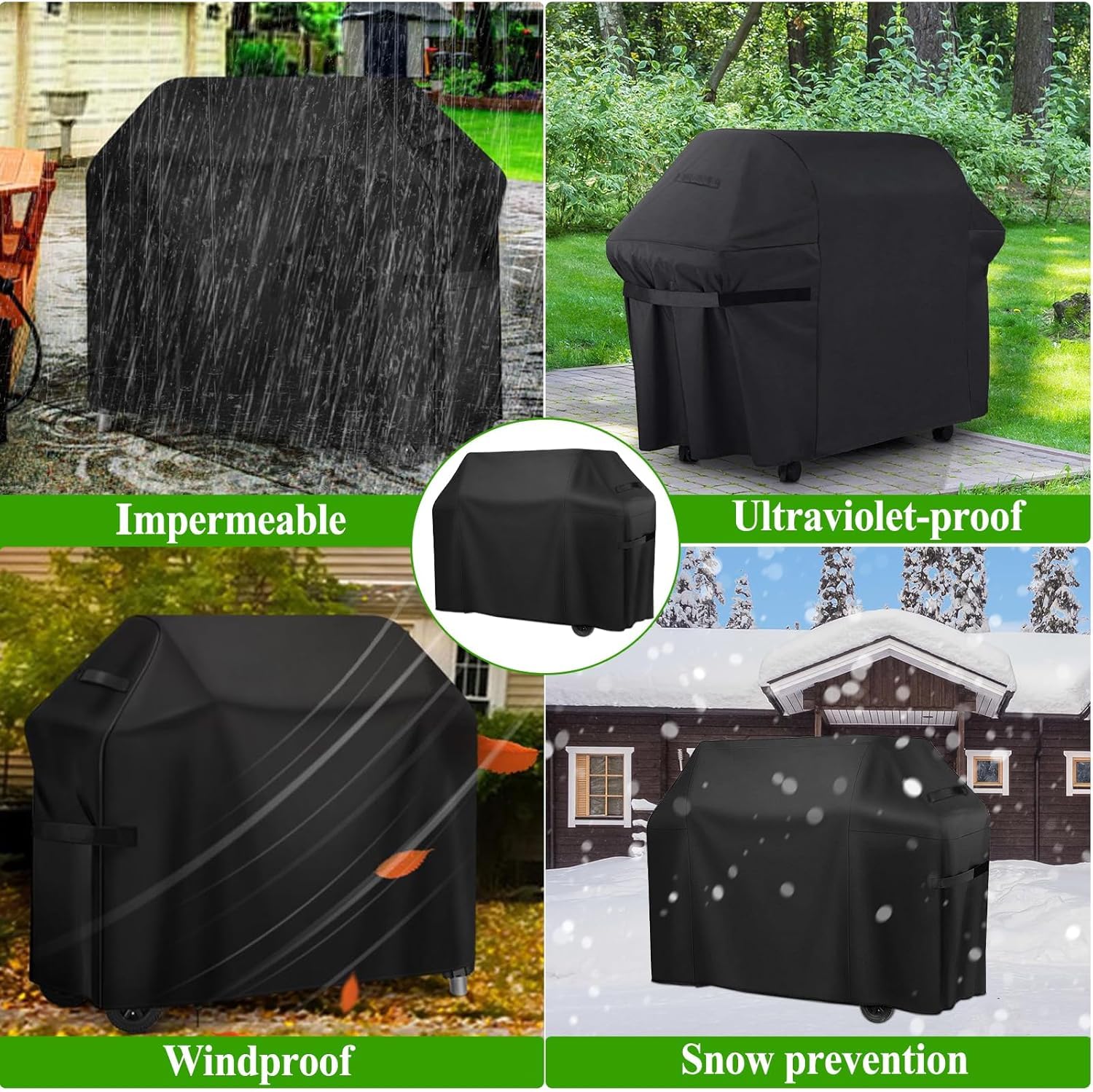 MWZEAUL Funda para Barbacoa Impermeable, Funda para Barbacoa Exterior 210D Oxford, Cubierta BBQ de Parrilla Resistente al Desgarro, Anti-Viento, Anti-Polvo, Funda Protectora para Barbacoa 145x61x117cm — view 7