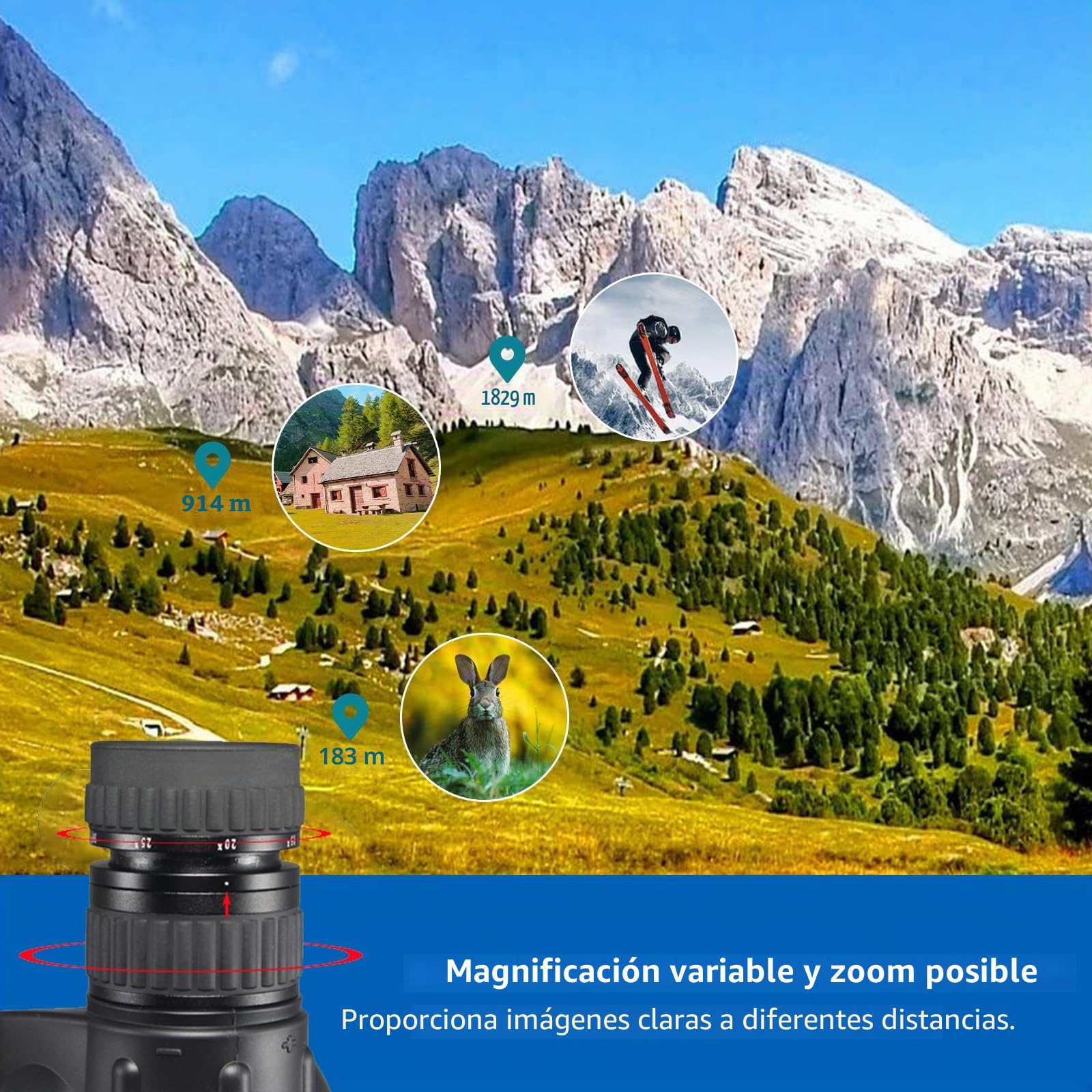10-30X50 Telescopio monocular FMC BK7 alta ampliación nitrógeno relleno observación aves Viajando Lupa