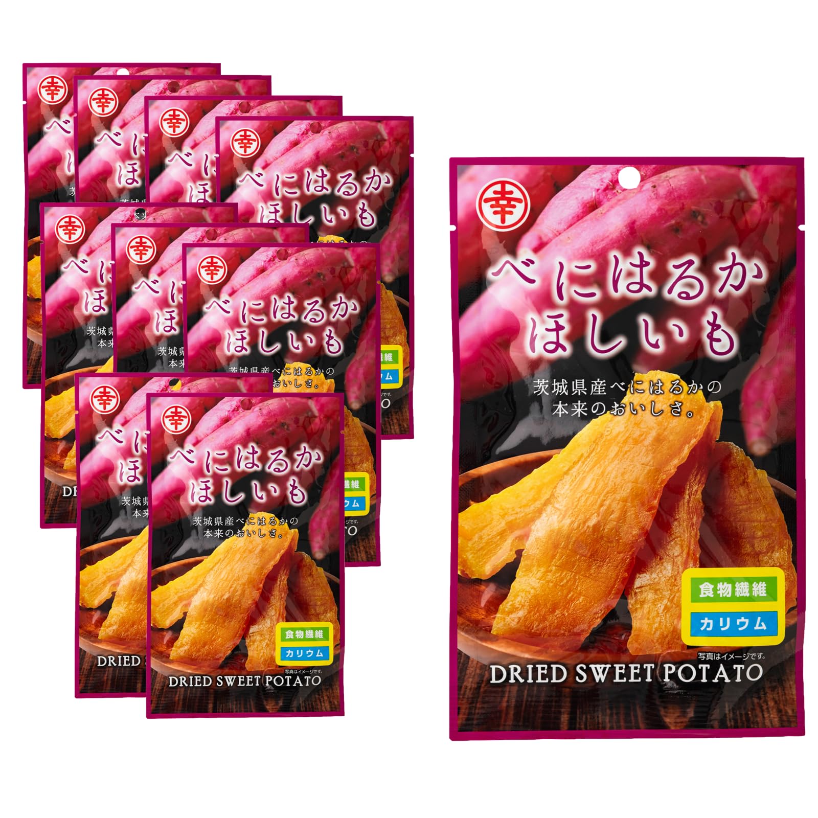 GOHAN JAPAN Dried Sweet Potato (Hoshiimo, Beniharuka) made in Ibaraki Japan 63g (2.2oz)/1 pack no sugar or additives healthy and natural snack for Adults & Kids made by KOUTA SHOUTEN (10-packs)