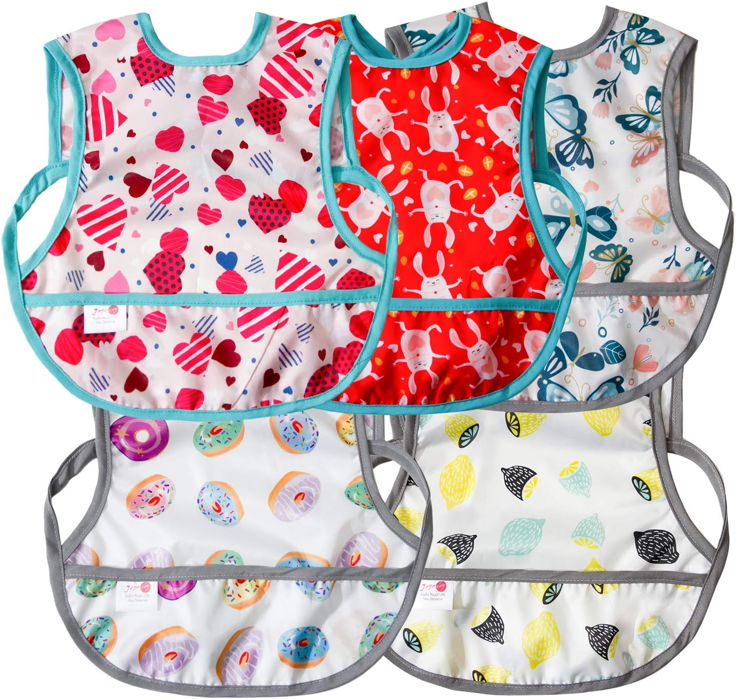 Joyo roy Baby Bib for Girls 5Pack Baby Bibs for Weaning Waterproof Bibs