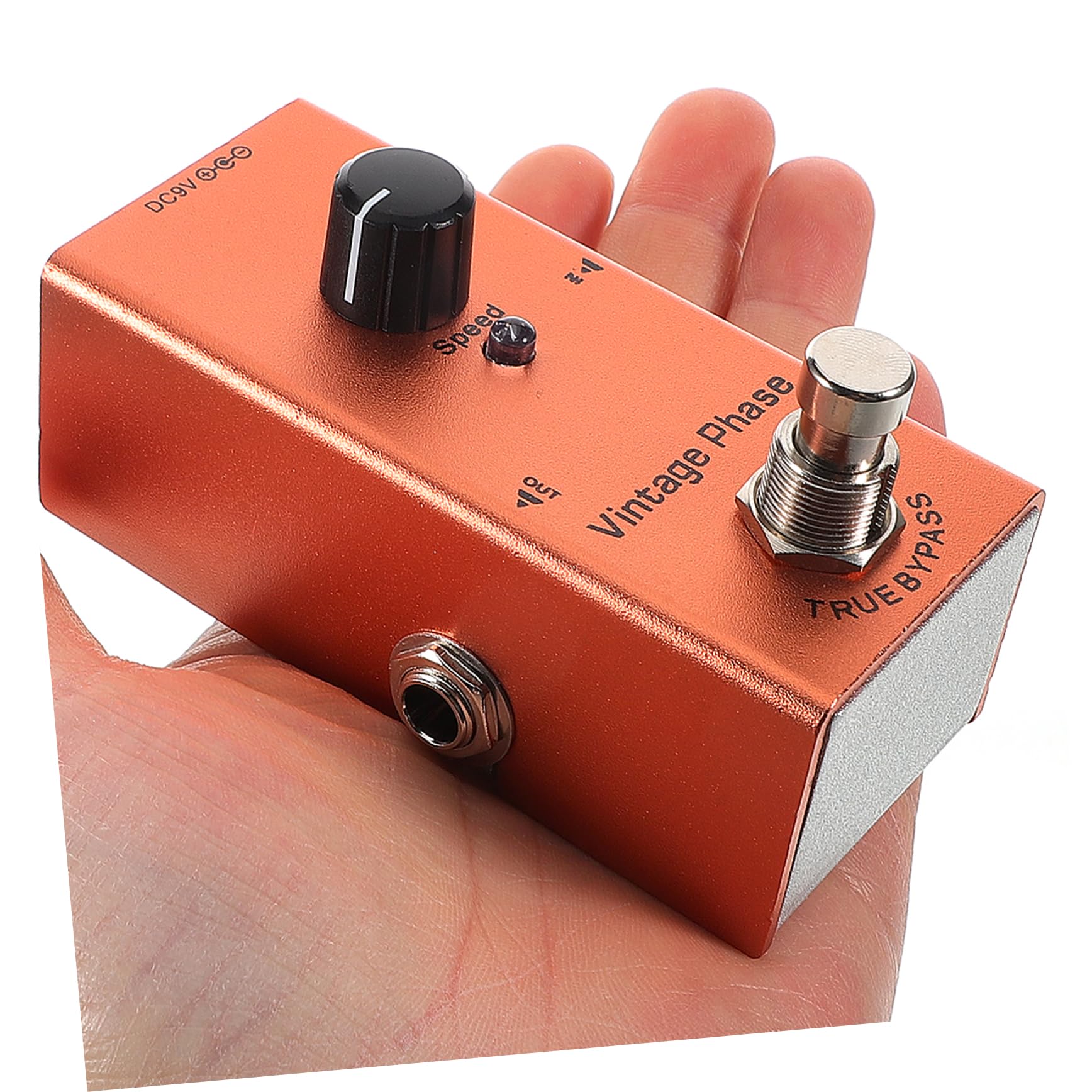 Pedale Metallo per Chitarra Elettrica Arancia Effetto Fase Mini | Funzione Riduzione Rumore, Luci Indicatore Chiare per Registrazione e Suonata