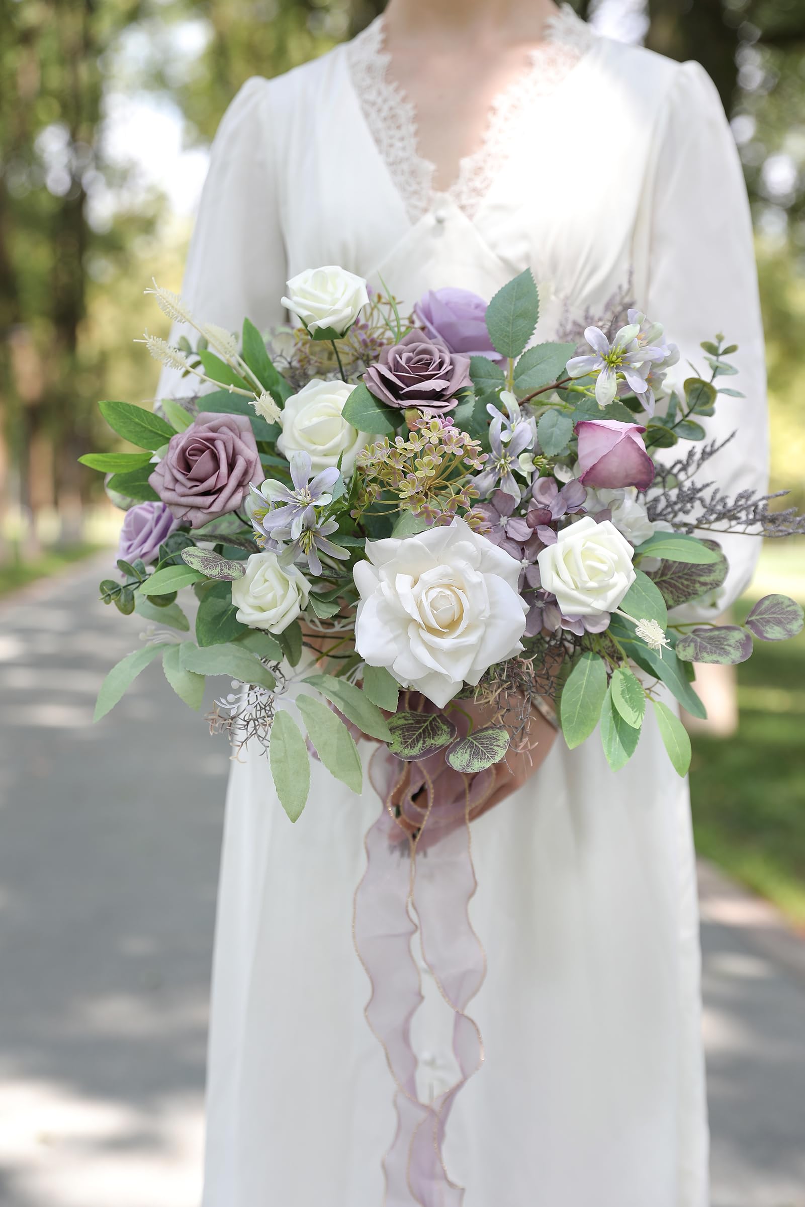 Serra Flora Artificial Greenery Spray Box Set(Pack of 38pcs) with 9 Kinds of Golden Green Filler for Wedding Bouquet Table Centerpieces and Floral Arrangement (Lilac & Green)