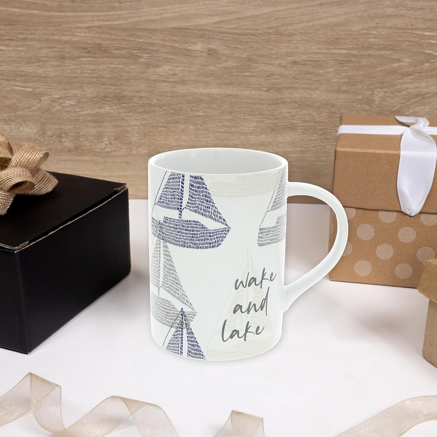 Pavilion Gift Company - Wake and Lake - 18 oz Coffee Tea Mug Lake Life Lake Lover Boat Boating Waterfront Drinkware Kitchenware - Image 4