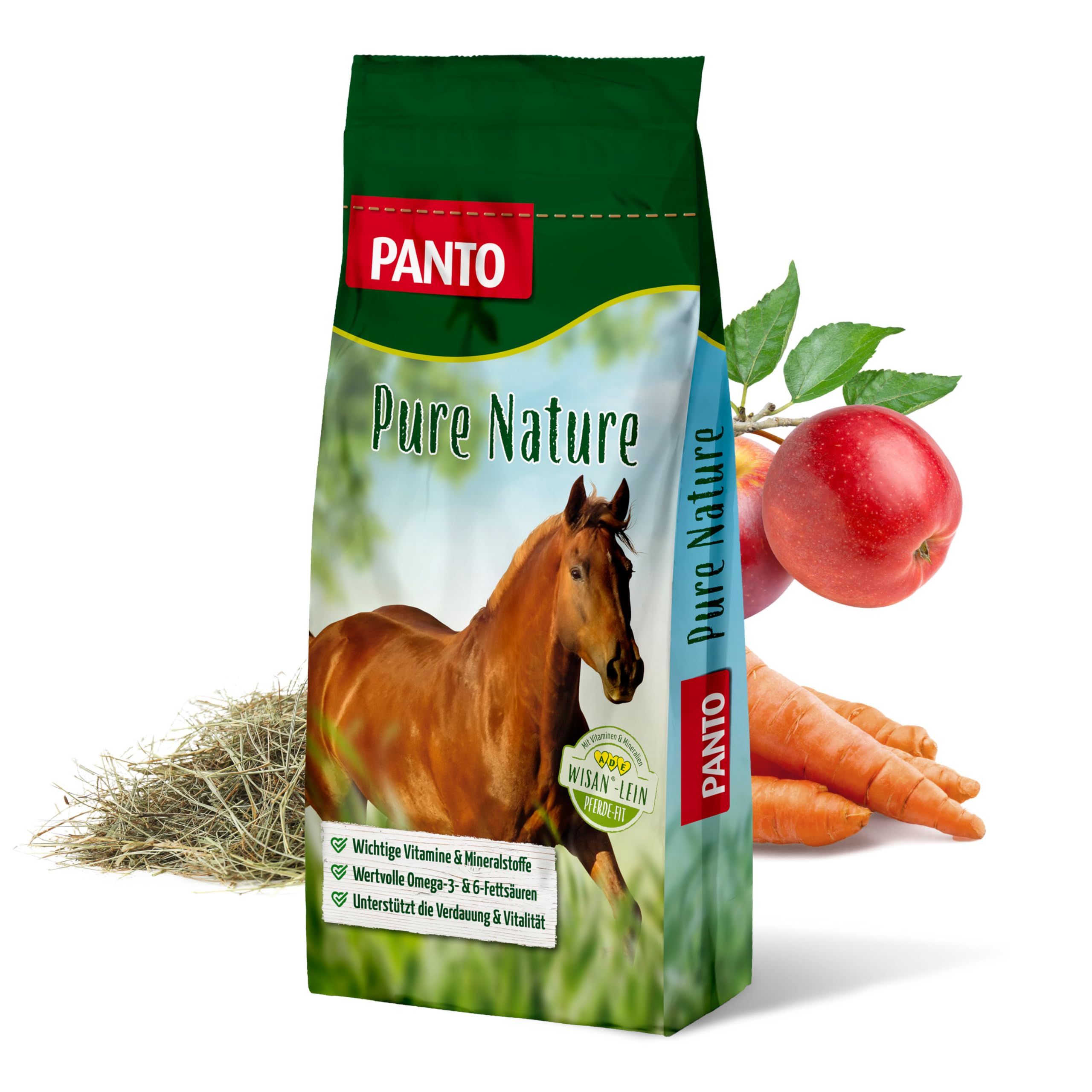 PANTO Pure Nature 15 kg – Pferdefutter Strukturfutter mit Wisan-Lein