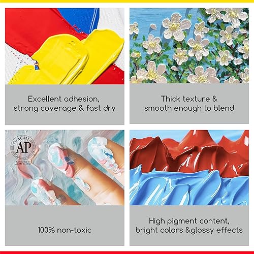 Miniatura 3 de MEEDEN Pintura acrílica negra intensa, cuerpo pesado, acabado brillante, pigmentos ricos no tóxicos, extra grande de 1 litro33.8 onzas, pintura