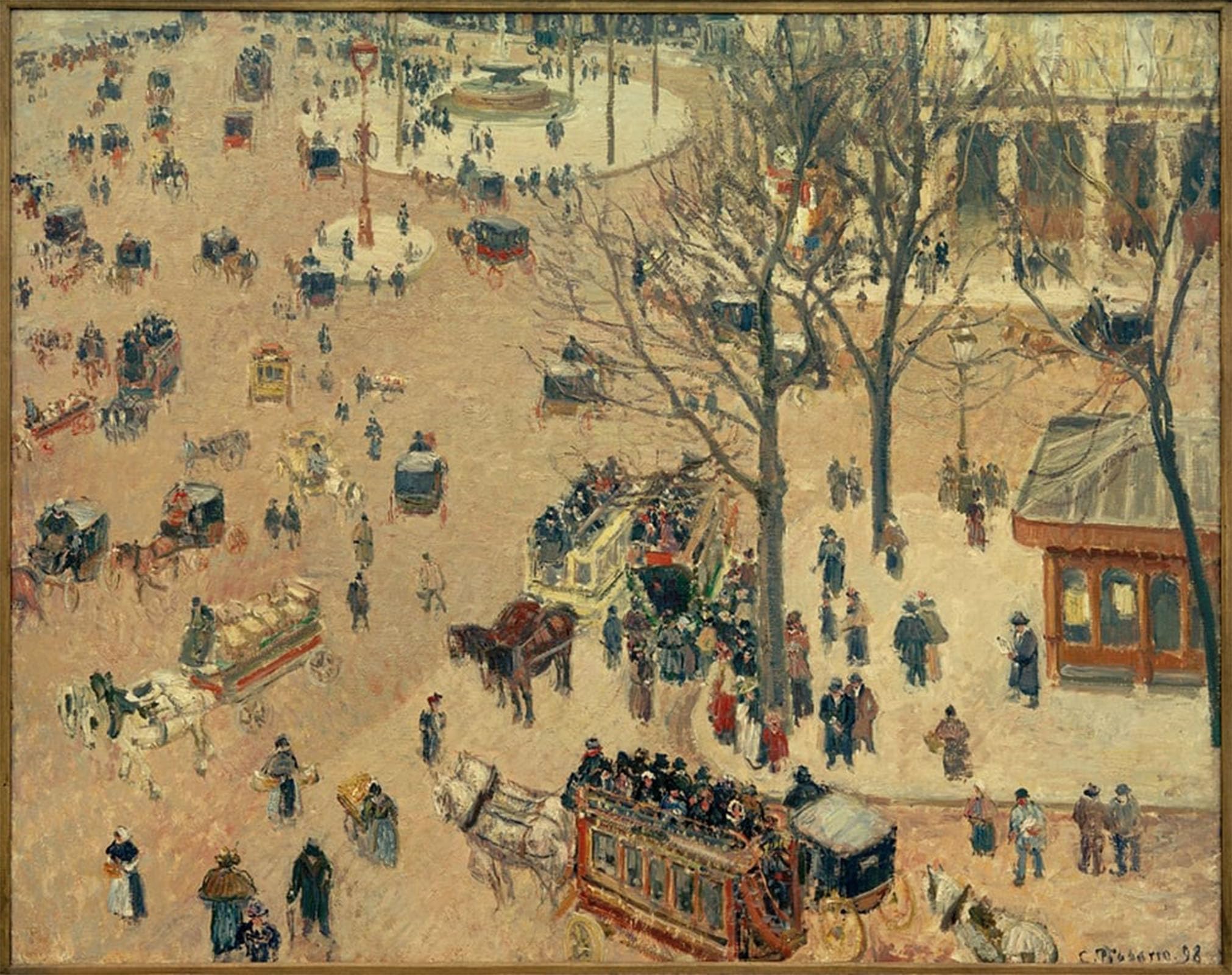 ARTXLXXBN Famous Painting Canvas Artwork Graffiti Print the French Theater Square by Camille Jacob Pissarro Portrait Canvas Image for Home Decor 60x90cm