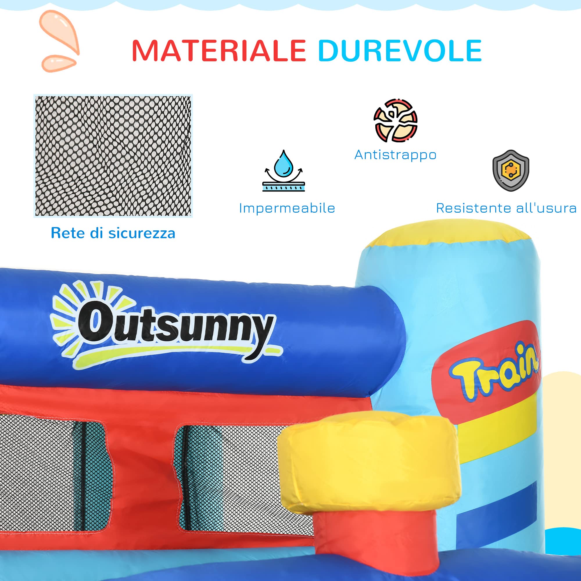 Outsunny Castello Gonfiabile 4 in 1 per Bambini 3-8 Anni, 435x245x200cm