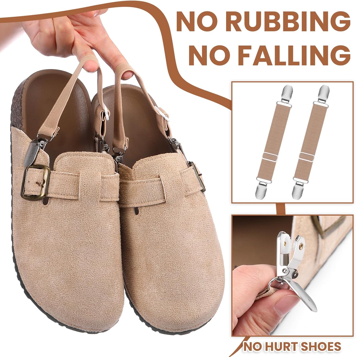 5 Pairs Elastic Shoe Straps Adjustable Anti-Loose Shoe for Mules Clogs Footbed Cork Platform Slipper Suede Leather Mules Shoes Potato Boot Sandals Cotton Slippers - Image 5